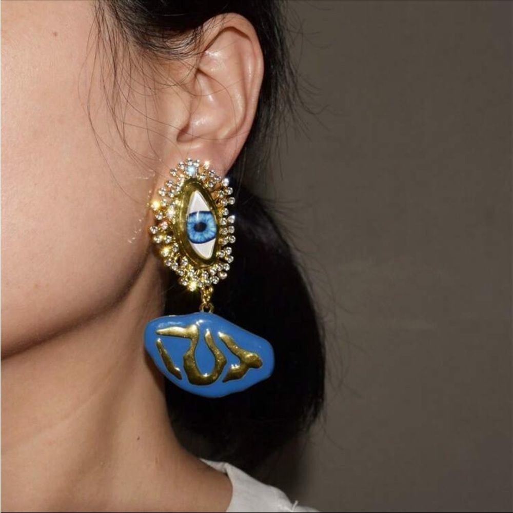 Vintage evil eye earrings N488 - Picture 1 of 4